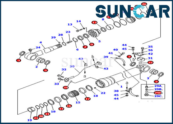 PC220LC-6 Komatsu Conta Tamir Takımı 707-99-58300 7079958300 100MM Çubuk 140MM Delik Kol Silindirine Uyar