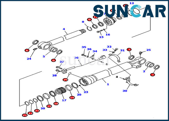 Aşınma Direnç Kovası Servis Kiti 707-99-58320 PC220-6 PC220LC-6Z Komatsu Silindir Conta Kiti