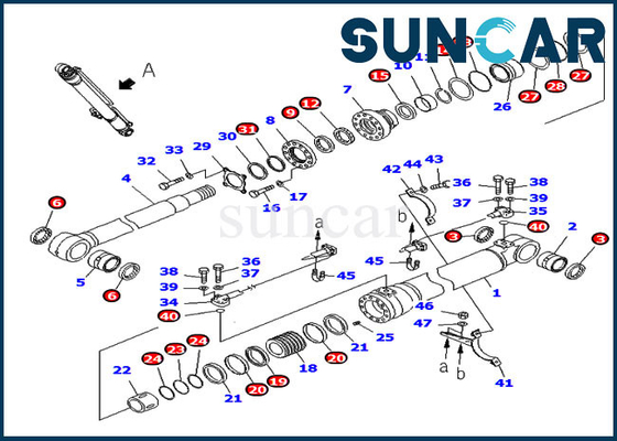 707-98-47841 7079847841 Bom Conta Kiti Hidrolik Silindir Komatsu PC220-7 Yedek Parçalara Uyar