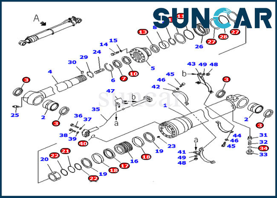 Komatsu Kol Silindir Conta Kiti 707-98-58240 7079858240 PC220LC-8 PC240LC-8K Ekskavatör Sızdırmazlık Parçaları için