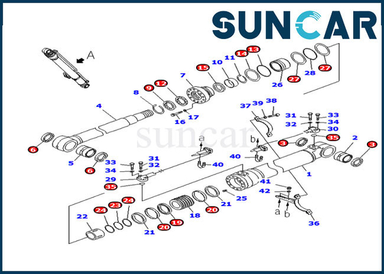 PC220-8 PC220LC-8 Komatsu Servis Kiti 707-98-47730 Hidrolik Bom Silindiri Yağ Keçesi Tamir Takımları
