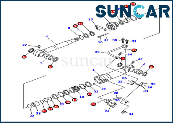 Komatsu 707-99-58390 Bıçaklı Silindir Sızdırmazlık Kiti PC228US-3 PC228USLC-3 Denizaşırı Sürüm Ekskavatöre Uyar
