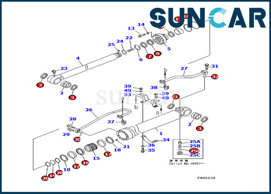 Ekskavatör Kolu Conta Takımı 707-99-57260 PC228UU-1 Komatsu Tamir Takımı Hidrolik Silindir
