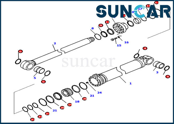 Komatsu 721-98-02320 PC228USLC-11 için Bom Silindiri Değiştirme Servis Kiti PC228USLC-11