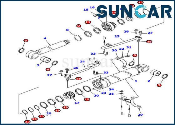 707-99-46140 7079946140 PC228USLC-3 Komatsu Ekskavatör Denizaşırı Versiyonu için Bom Silindir Conta kiti