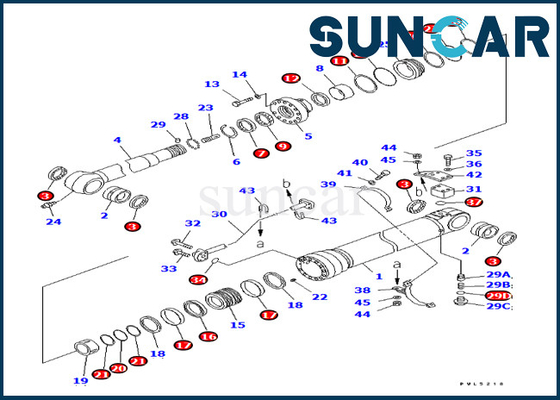Conta Kiti 707-99-57180 PC228US-3 PC228USLC-3 Denizaşırı Versiyon Komatsu için Kol Silindiri Servis Kiti