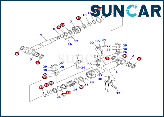 707-98-46300 Bom Silindir Conta Kiti Aşınmaya dayanıklı Sızdırmazlık Kiti PC228USLC-3E0 PC228US-3E0 Komatsu'ya Uyar