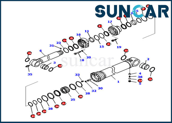 721-98-04340 PC290LCI-11 için Kol Conta Tamir Takımı Komatsu Ekskavatör Silindir Değiştirme Kitleri