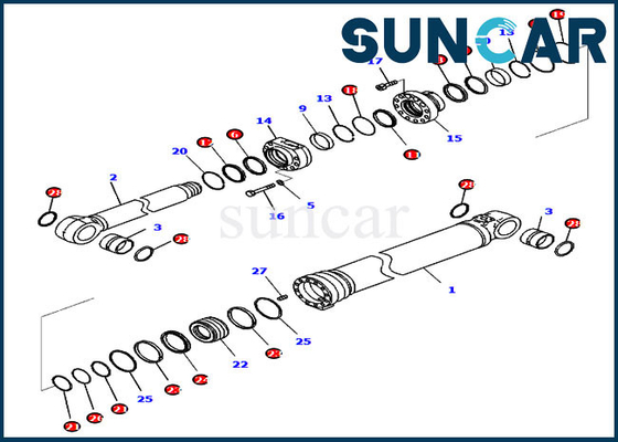 Bom Conta Kiti 7219804320 721-98-04320 Silindir Servis Kiti Komatsu PC290LCI-11 Model Ekipmanına Uyar