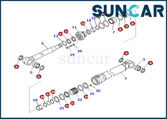 707-99-50580 7079950580 Bom Silindiri Tamir Takımı Komatsu PC240LC-10 PC240LL-10 PC240NLC-11'e Uyar
