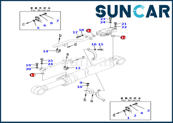 721-98-00290 7219800290 Komatsu Bom Silindiri Servis kiti PC240LC-11 PC240NLC-11 PC240LC-11E0 PC240NLC-11E0