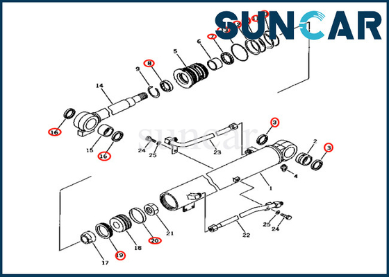 PC25R-1 PC28UD-2 PC28UG-2 7079924201 707-99-24201 Yüksek Kaliteli Bom Silindiri Değiştirme Kiti Komatsu