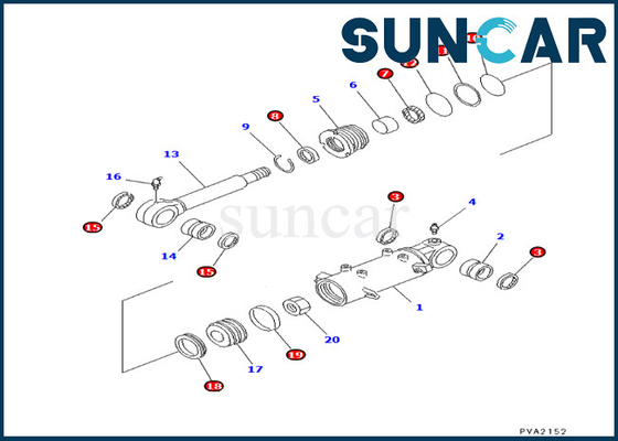Komatsu 707-98-24570 7079824570 Bıçak Silindir Sızdırmazlık Kiti PC25-1 PC25R-1 PC30-7'ye Uyar