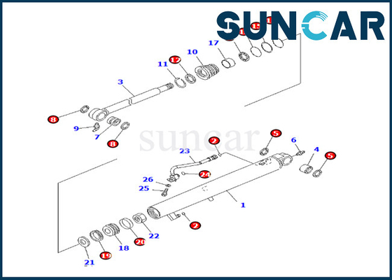 Kova Silindir Conta Kiti 707-98-13990 7079813990 Komatsu PC27MR-3 PC27MR-2 PC26MR-3'e Uyar