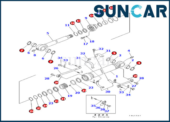 Kova Silindiri Servis Kiti Komatsu 707-99-58090 7079958090 PC350-8 PC300-8 PC360-7'ye uyar