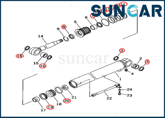 707-98-24920 Bom Silindir Conta Kiti Servis Kiti Komatsu PC30-7 PC30R-7 Model Ekskavatör için Üretildi