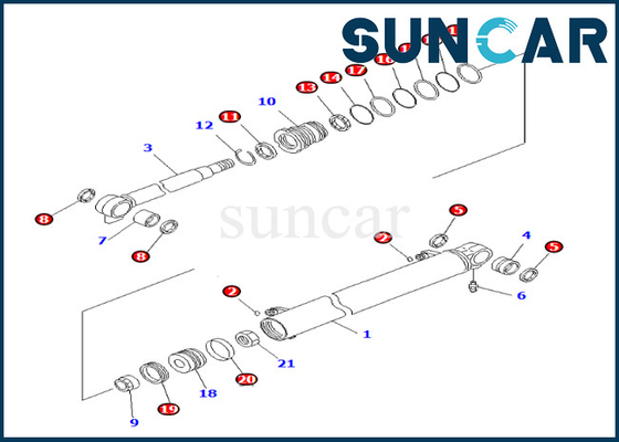 Bom Silindiri Conta Kiti Komatsu 707-98-23890 7079823890 PC27MR-3 için Bom Silindiri Değiştirme Kiti PC27MR-2