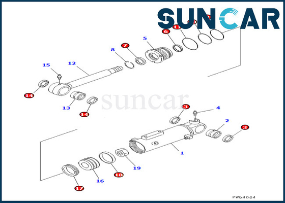 Komatsu Bıçak Silindir Sızdırmazlık Kiti 707-98-22180 7079822180 F4EC-1 F5EC-1 F6EC-1'e uyar