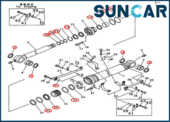 707-99-58110 Kova Silindir Conta Kiti Modellere Uyar PC300LC-5 PC350-6 Komatsu Servis Kiti