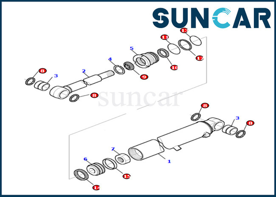 PC27R-8 için yüksek kaliteli Kol Silindiri Tamir Contası Kiti Komatsu 878000522 Kol Silindiri Servis Kiti