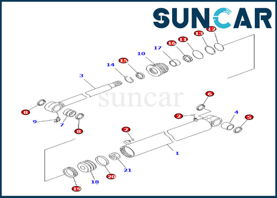 707-98-22890 7079822890 Bom Dönüş Silindiri Servis Kiti Komatsu PC27MR-3 PC27MR-2'ye Uyar