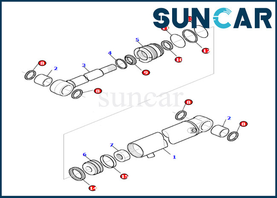Bom Dönüş Silindiri Conta Kiti Komatsu 878000521 PC27R-8 için Bom Dönüş Silindiri Sızdırmazlık Kiti Yağ ve Aşınma Direnci
