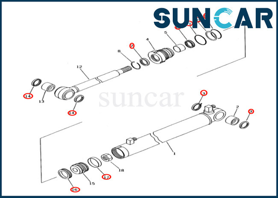 Sürgü Kolu Silindir Conta Kiti 707-98-04610 7079804610 Komatsu PC27R-8 PC28UD-2 PC28UG-2'ye Uyar