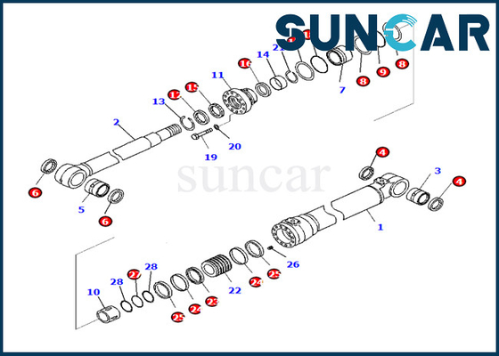 Bom Silindir Contası Tamir Takımı Komatsu 7079959090 707-99-59090 PC290LC-10'a Uyar PC290NLC-10