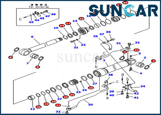 707-99-58370 Kova Conta Kiti PC350LC-6 PC340NLC-6  Silindir Tamir Takımı Komatsu Ağır Ekipmanlarına Uyar