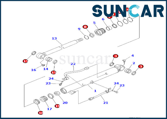 707-98-14260 7079814260 Kova Silindiri Servis Kiti Komatsu PC30R-8 için Kova Silindiri Değiştirme Kiti