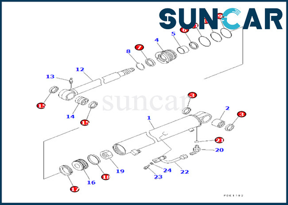 7079823810 707-98-23810 Komatsu Kol Silindiri Tamir Contası kiti PC35MR-1 PC35MRX-1A'ya uyar