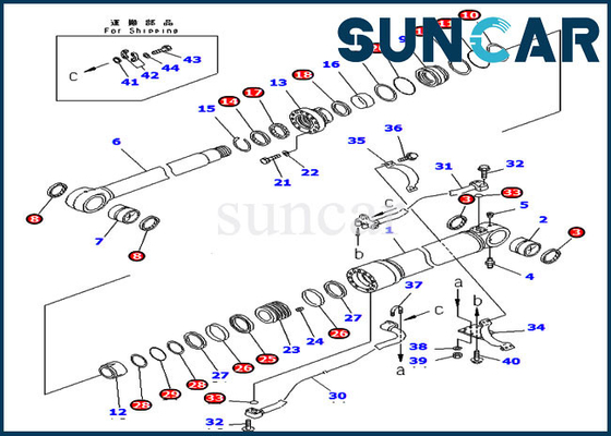 707-99-58080 Silindir Conta Tamir Takımı PC300LC-7 PC300-8 Denizaşırı Versiyon Komatsu Ekipmanına Uyar
