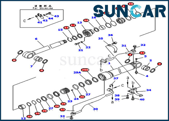 PC300LC-7 PC360-7 707-99-58030 Komatsu Bom Servis Kiti Aşınma Direnci Silindir Tamir Conta Kiti