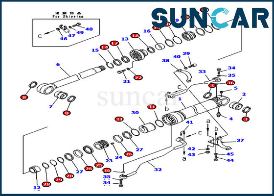 707-99-58440 Ekskavatör Bom Conta Kiti Hidrolik Silindir PC300-7 Komatsu Yedek Sızdırmazlık Kitine Uyar