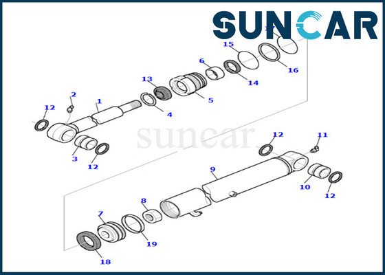 Kova Silindir Conta Kiti 878000538 Kitleri PC35R-8 Komatsu Aşınmaya ve Yağa Dayanıklı Kova Silindir Servis Kiti
