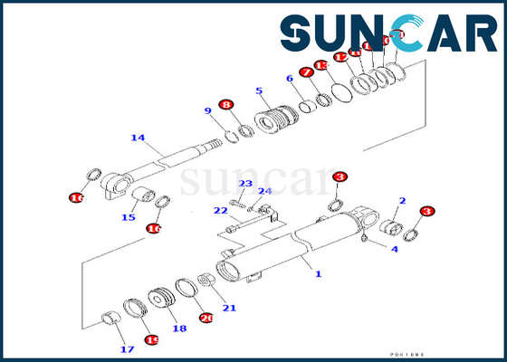 707-98-24280 7079824280 Bom Silindiri Sızdırmazlık Kiti PC35R-8'e Uyar Komatsu Bom Silindiri Tamir Takımı