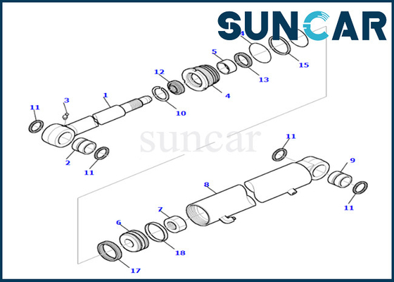 Kol Silindiri Conta Kiti Komatsu 878000655 PC35R-8'e uyar Aşınmaya dayanıklı Kol Silindiri Conta Kiti
