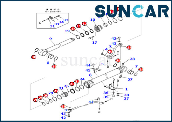 Komatsu 721-98-01970 7219801970 PC360LCI-11 için Bom Silindir Sızdırmazlık Kiti PC390LCI-11