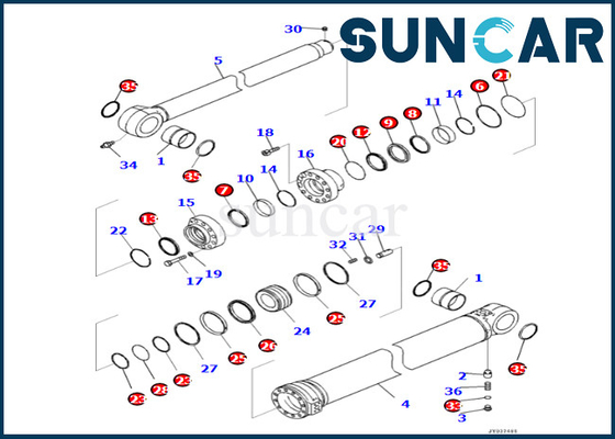 Kol Silindiri Conta Kiti 7219801980 721-98-01980 Komatsu PC360LCI-11'e Uyar Kol Silindiri Tamir Contası Kiti