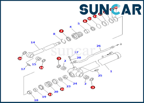 Kol Silindir Conta Kiti 707-98-25190 7079825190 Komatsu PC38UU-2 Kol Silindiri Conta Kiti