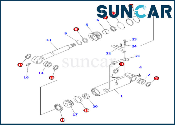 707-98-24180 7079824180 PC38UU-2 Komatsu için Yüksek Kaliteli Ofset Silindir Tamir Conta Kiti