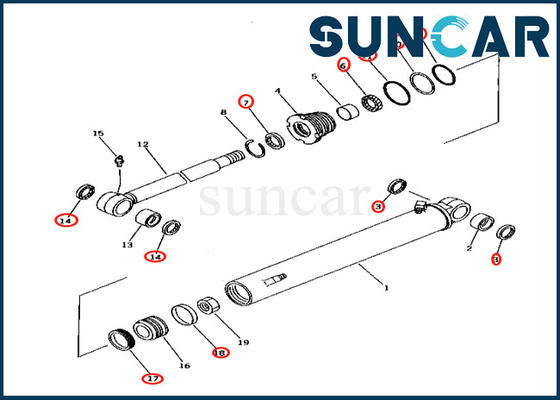 Komatsu 707-98-25520 Bom Dönüş Silindiri Servis Kiti 7079825520 PC38UU-2 PC38UUM-2 PC40-7'ye Uyar