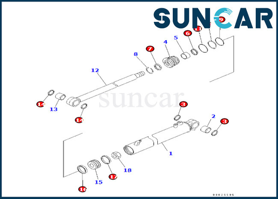 707-98-23860 7079823860 Yağ ve Aşınmaya Dirençli Slayt Silindir Conta Kiti Komatsu PC38UU-3 PC45MR-1 PC45MRX-1