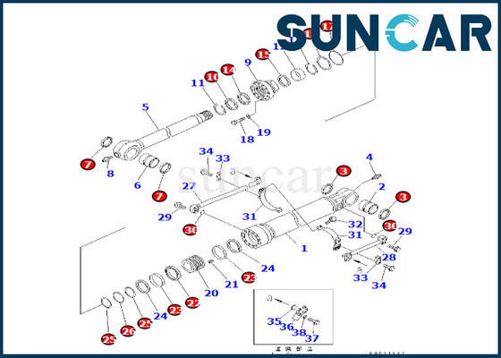 Kova Silindir Conta Kiti 707-99-66240 7079966240 Komatsu PC400-7 PC300LL-7E0 PC350LL-7E0 için