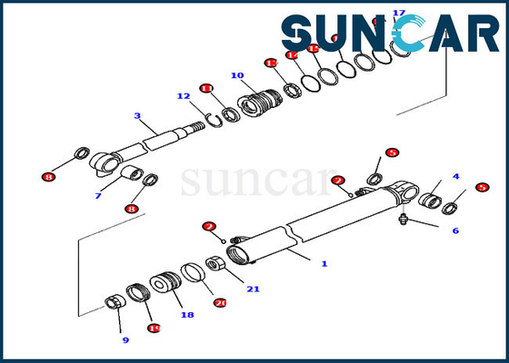 PC35MR-5 PC35MR-3 707-98-26070 Bom Silindir Keçesi Tamir Takımı Komatsu Sızdırmazlık Kitleri