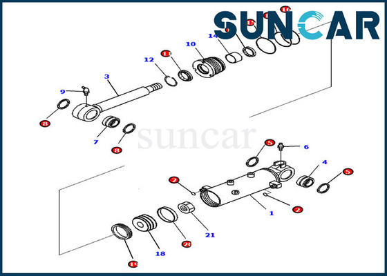 707-98-22930 Bıçak Silindir Conta Kiti Servis Kiti Parçaları Komatsu PC30MR-3 PC30MR-5 PC27MR-3'e Uyar
