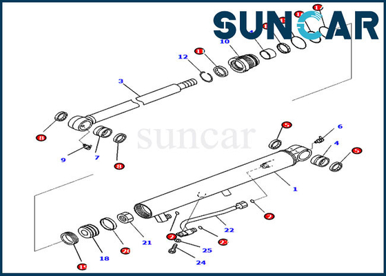 Ekskavatör PC35MR-3 PC30MR-3 707-98-14920 Komatsu Kova Conta Tamir Takımı Hidrolik Silindir