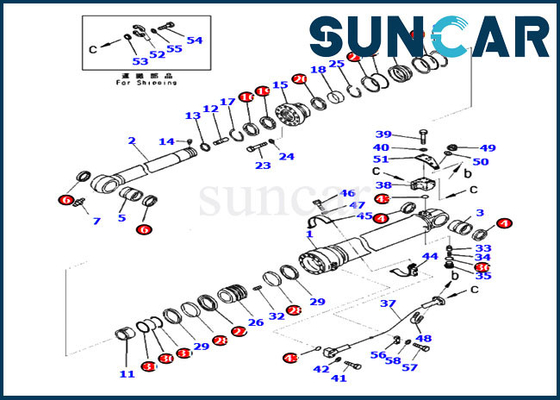 707-99-72080 Conta Takımı Kol Silindiri Tamir Takımı Komatsu PC360LC-10 PC390LC-10 Servis Kitleri