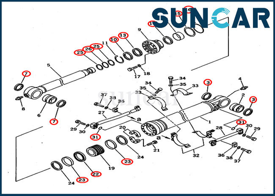 707-99-67015 Kazıcı Komatsu PC400-5D PC400-6C için Ekskavatör Servis Kiti Kova Silindir