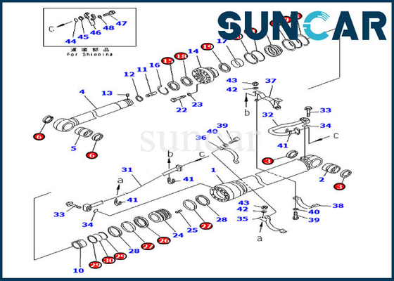 Kol Tamir Takımı Hidrolik Silindir 707-99-69520 PC400LC-6 PC450LC-6 Komatsu Servis Parçaları için